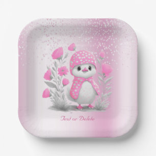 Assiettes En Carton Aquarelle Canard rose plaque de papier floral