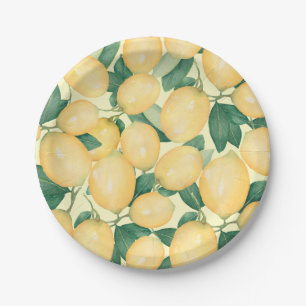 Assiettes En Carton Aquarelle Citrons Vert