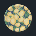 Assiettes En Carton Aquarelle Citrons Vert sur bleu marine<br><div class="desc">Elégante aquarelle peinture de citrons et de verdure sur un arrière - plan bleu marine, ces plaques de papier sont en 2 tailles. Utilisez la fonction Personnaliser pour ajouter du texte ou modifier la couleur de l'arrière - plan et de la bordure. Articles de la suite d'invitation MATCHING disponibles dans...</div>