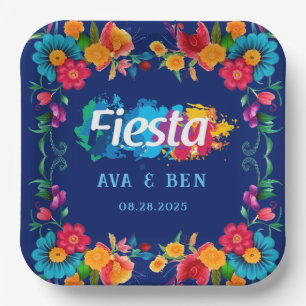 Assiettes En Carton Aquarelle colorée Floral Fiesta Mariage