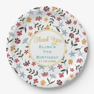 Assiettes En Carton Aquarelle colorée Motif floral Anniversaire