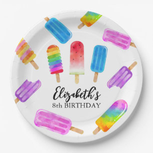 Assiettes En Carton Aquarelle colorée Popsicle Plaques de papier d'ann
