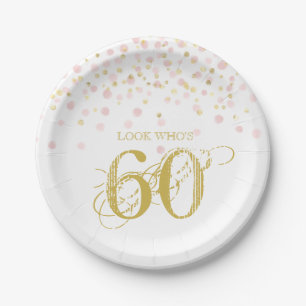 Assiettes En Carton Aquarelle Confetti Regardez qui a 60 Anniversaire