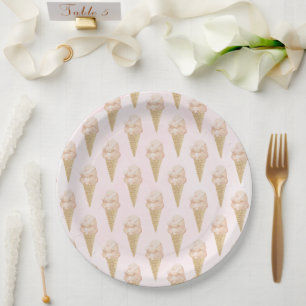 Assiettes En Carton Aquarelle Crème glacée Motif été