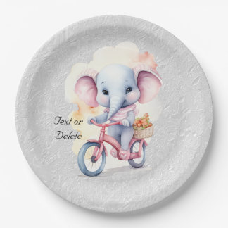 Assiettes En Carton Aquarelle Cyclisme Eléphant Plaque en papier
