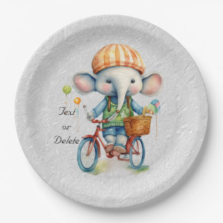 Assiettes En Carton Aquarelle Cyclisme Eléphant Plaque en papier