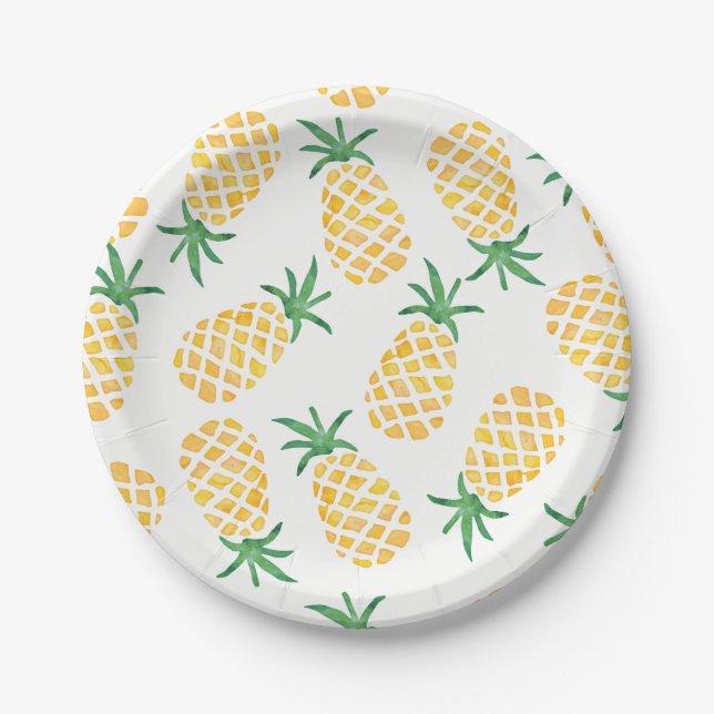 Assiettes En Carton Aquarelle d'ananas (Devant)