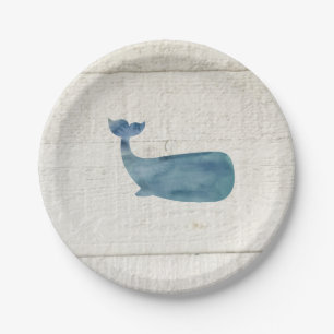 Assiettes En Carton Aquarelle de Baleine bleue Texture