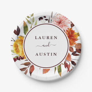 Assiettes En Carton Aquarelle de jardin d'automne Mariage de papier