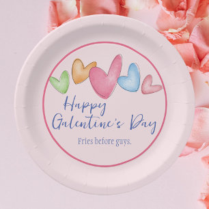 Assiettes En Carton Aquarelle de la Saint-Galentin Coeurs Plaque en pa