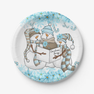 Assiettes En Carton Aquarelle de Noël plaque de fête de neige