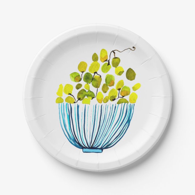 Assiettes En Carton Aquarelle de raisins fruits mignons (Devant)