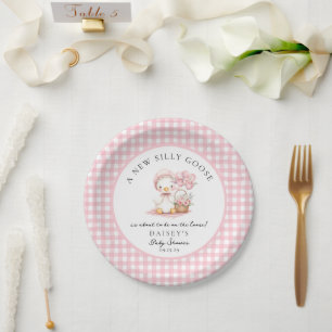 Assiettes En Carton Aquarelle d'oie soie Baby shower fille
