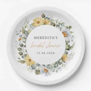 Assiettes En Carton Aquarelle douce Fleur sauvage de marguerite Fête d