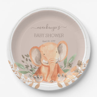 Assiettes En Carton Aquarelle Elephant Boho Safari
