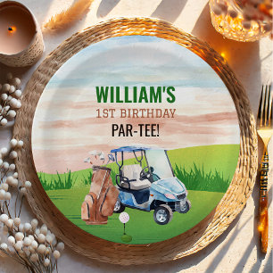 Assiettes En Carton Aquarelle en un Golf 1er Anniversaire