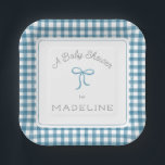 Assiettes En Carton Aquarelle En vichy Baby shower bleu Denim<br><div class="desc">arrière - plan à motif aquarelle peint à la main sur l'avant et le dos. Ajoutez un code QR si vous le souhaitez à l'arrière pour le registre,  le site Web,  etc</div>