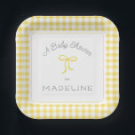 Assiettes En Carton Aquarelle En vichy Baby shower jaune<br><div class="desc">arrière - plan à motif aquarelle peint à la main sur l'avant et le dos. Ajoutez un code QR si vous le souhaitez à l'arrière pour le registre,  le site Web,  etc</div>