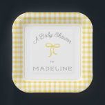 Assiettes En Carton Aquarelle En vichy Baby shower jaune<br><div class="desc">arrière - plan à motif aquarelle peint à la main sur l'avant et le dos. Ajoutez un code QR si vous le souhaitez à l'arrière pour le registre,  le site Web,  etc</div>