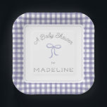 Assiettes En Carton Aquarelle En vichy Baby shower pourpre<br><div class="desc">arrière - plan à motif aquarelle peint à la main sur l'avant et le dos. Ajoutez un code QR si vous le souhaitez à l'arrière pour le registre,  le site Web,  etc</div>