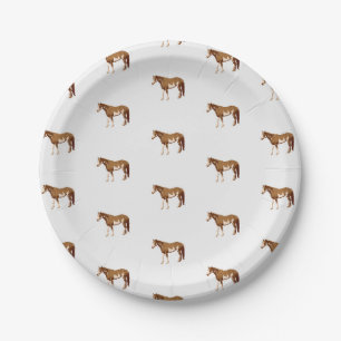 Assiettes En Carton Aquarelle équestre Paint Horse américain