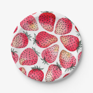 Assiettes En Carton Aquarelle et encre de fraises