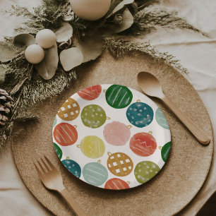 Assiettes En Carton Aquarelle Festive colorée Ornements de Noël