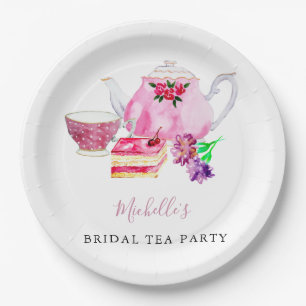 Assiettes En Carton Aquarelle Fête des mariées Tea Party Tea Party Pin