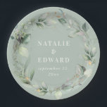 Assiettes En Carton Aquarelle feuillage de mariage décoration de fête<br><div class="desc">Décor de mariage de feuillage d'aquarelle. Les couleurs peuvent être changées. Partie d'une collection de mariage élégante.</div>