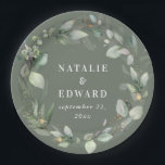 Assiettes En Carton Aquarelle feuillage de mariage décoration de fête<br><div class="desc">Décor de mariage de feuillage d'aquarelle. Les couleurs peuvent être changées. Partie d'une collection de mariage élégante.</div>