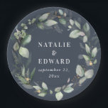 Assiettes En Carton Aquarelle feuillage de mariage décoration de fête<br><div class="desc">Décor de mariage de feuillage d'aquarelle. Les couleurs peuvent être changées. Partie d'une collection de mariage élégante.</div>