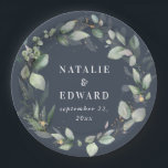 Assiettes En Carton Aquarelle feuillage de mariage décoration de fête<br><div class="desc">Décor de mariage de feuillage d'aquarelle. Les couleurs peuvent être changées. Partie d'une collection de mariage élégante.</div>