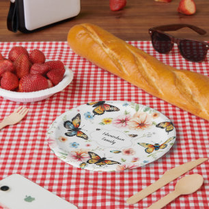 Assiettes En Carton Aquarelle fleurs botaniques élégant monogrammed