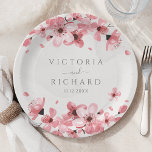 Assiettes En Carton Aquarelle fleurs rose cerisier<br><div class="desc">Ajoutez une touche d'élégance printanière à votre réception de mariage avec ces plaques de papier mariage floral aquarelle personnalisées. Ces assiettes jetables présentent une belle décoration de fleurs de cerisiers roses, encadrant les noms du couple et la date mariage. Ils sont parfaits pour vous servir des entrées, des desserts ou...</div>