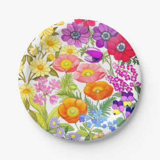 Assiettes En Carton Aquarelle Florale Plaques de papier de jardin