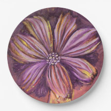 Aquarelle Florale Purple Et Or Vibrant Gras