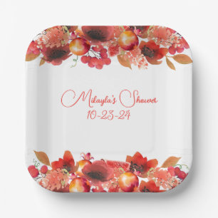 Assiettes En Carton Aquarelle Garland de Fruits et Berries