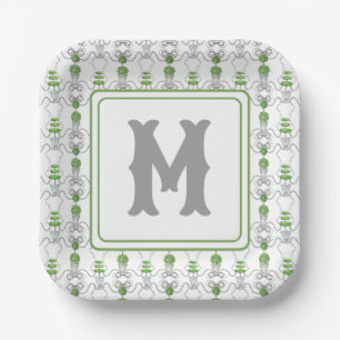 Assiettes En Carton Aquarelle Gris vaches et vert Topiogramme