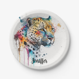 Assiettes En Carton Aquarelle Jaguar