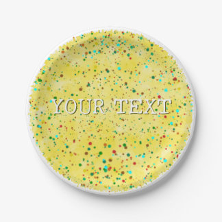 Assiettes En Carton Aquarelle Jaune Avec Décor Confetti Personnalisé