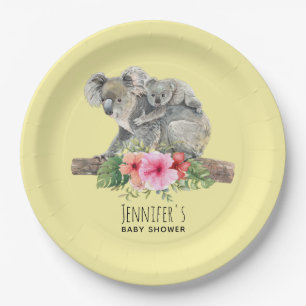 Assiettes En Carton Aquarelle Koala Oears mignonne maman & Baby shower