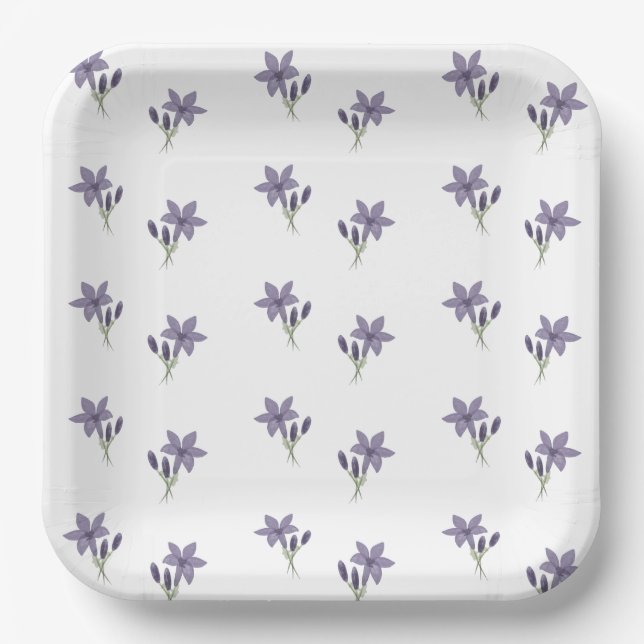 Assiettes En Carton Aquarelle Lavender Floral (Recto)