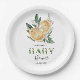 Assiettes En Carton Aquarelle Lemons Baby shower botanique