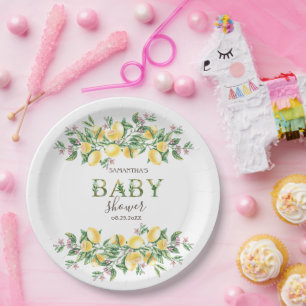 Assiettes En Carton Aquarelle Lemons Fleurs Botaniques