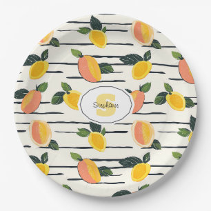 Assiettes En Carton Aquarelle Mango Motif avec Feuilles verts (2)