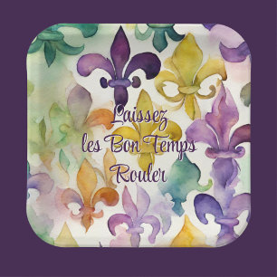Assiettes En Carton Aquarelle Mardi Gras