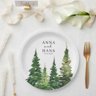 Assiettes En Carton Aquarelle Mariage festif Arbre de Noël