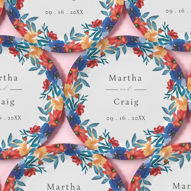 Assiettes En Carton Aquarelle mexicaine Fleur Mariage (Créateur téléchargé)