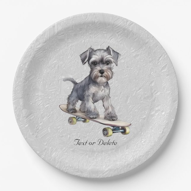 Assiettes En Carton Aquarelle Miniature Schnauzer Plaque en papier (Devant)