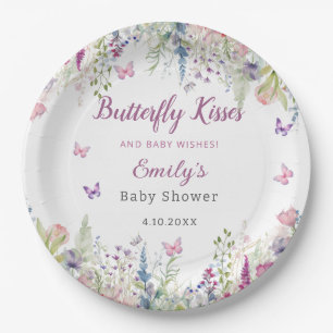 Assiettes En Carton Aquarelle Moder mignon papillon baby shower floral